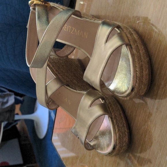Stuart Weitzman Gold Wedge Sandals